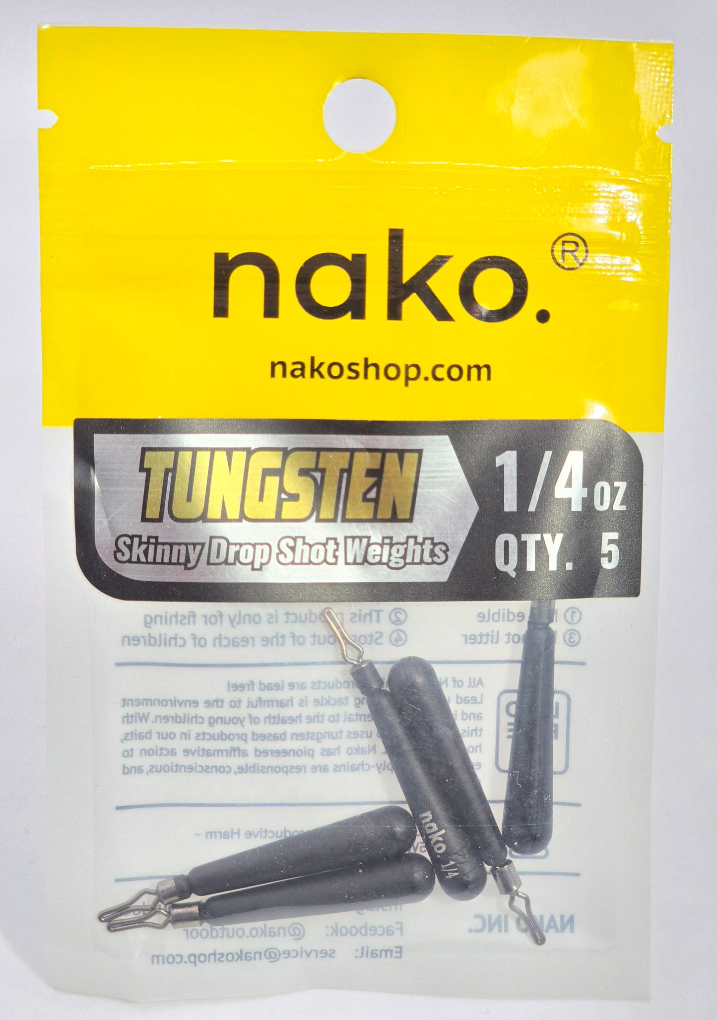 Skinny Tungsten Dropshot Weights